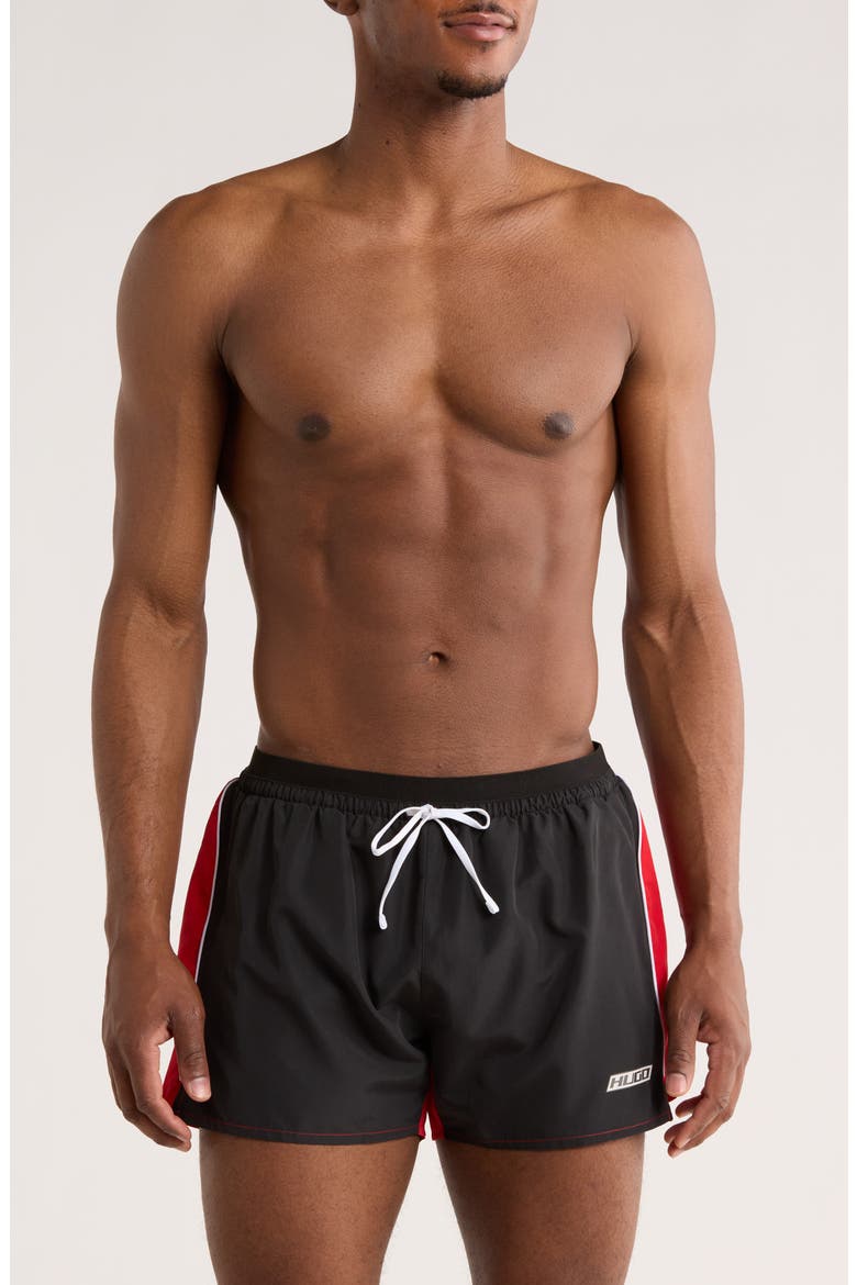 Bolt Swim Trunks, Main, color, BLACK/RED