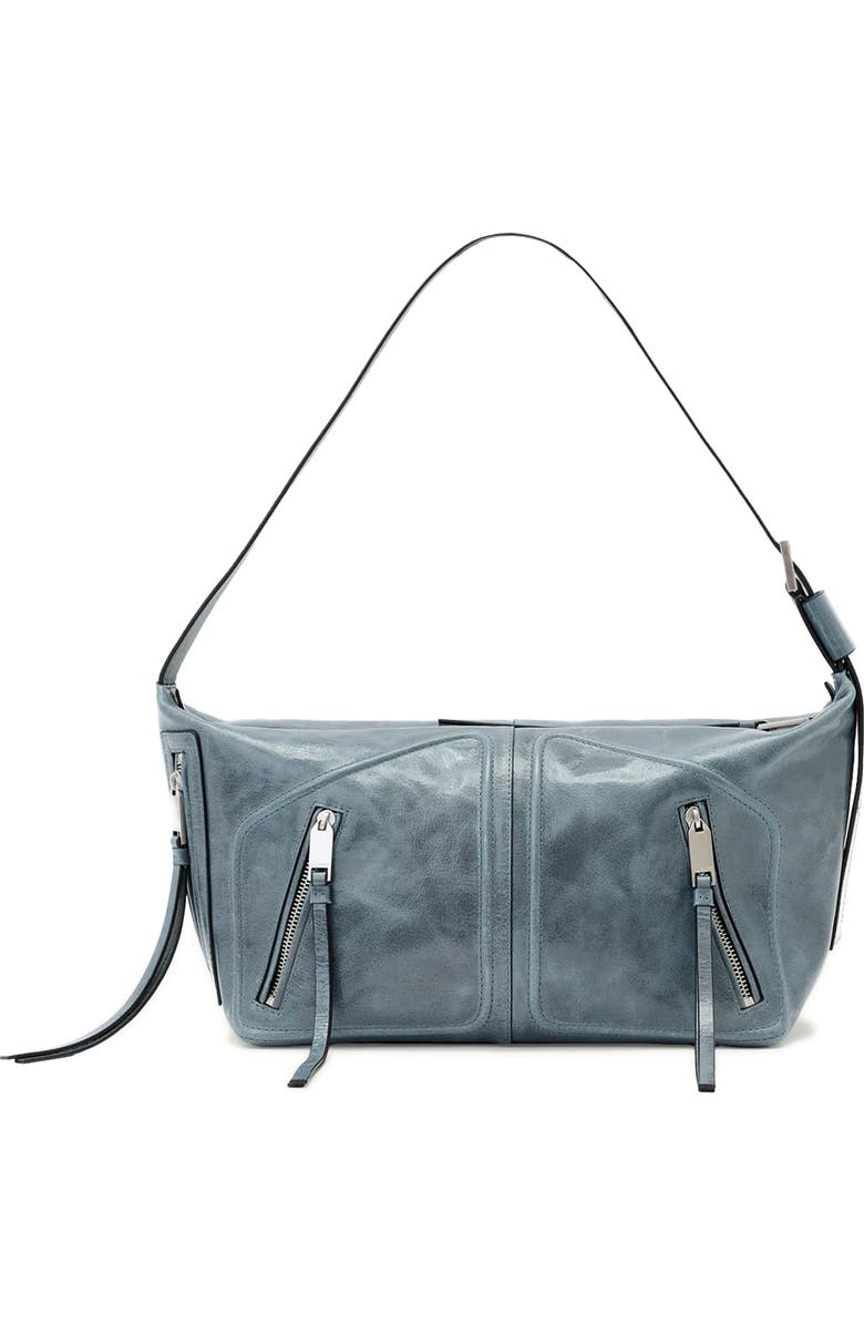 AllSaints Jean Ray Leather Shoulder Bag, Main, color, Cement Blue