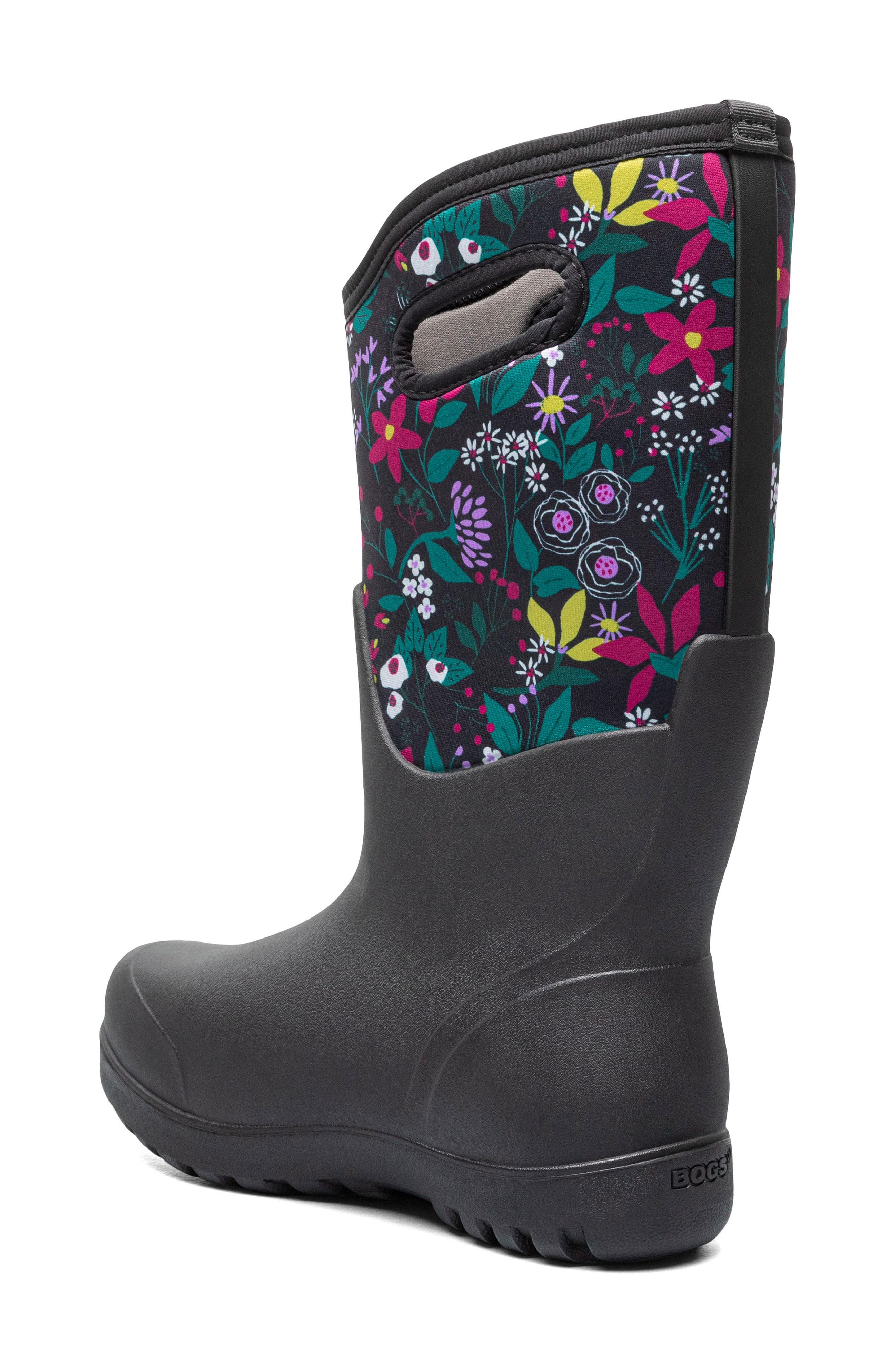 Bogs Neo Classic Cartoon Flower Waterproof Rain Boot, Alternate, color, 