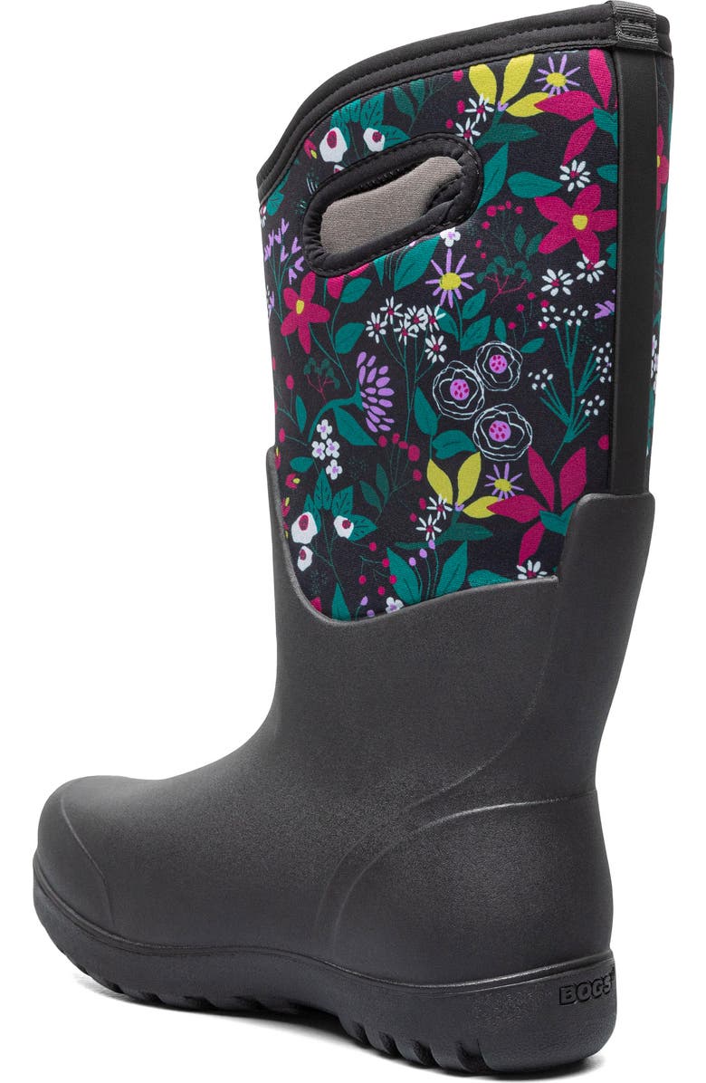 Bogs Neo Classic Cartoon Flower Waterproof Rain Boot, Alternate, color,
