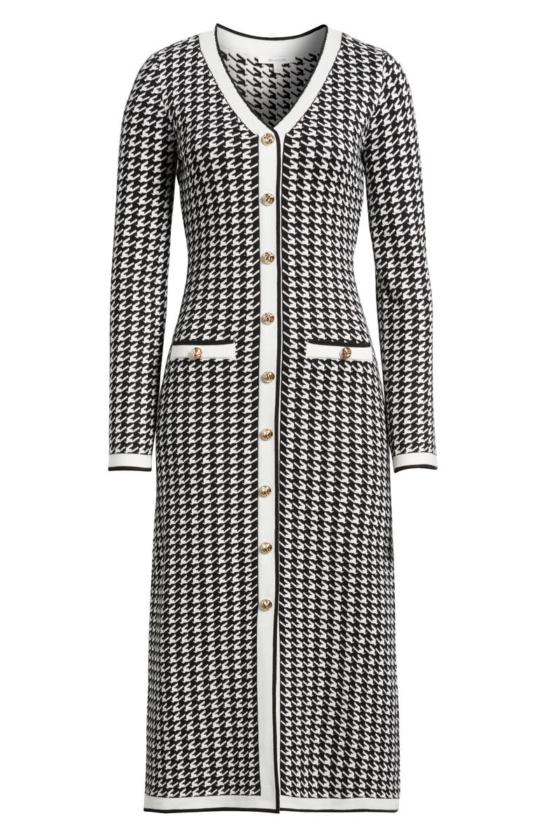 ZOE AND CLAIRE Houndstooth Long Sleeve Sweater Dress, Alternate, color, Black/ White