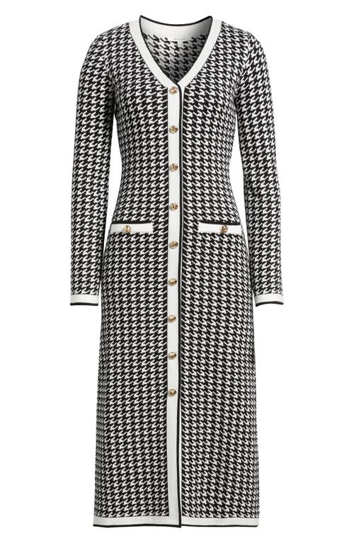 Zoe And Claire Houndstooth Long Sleeve Sweater Dress In Multi