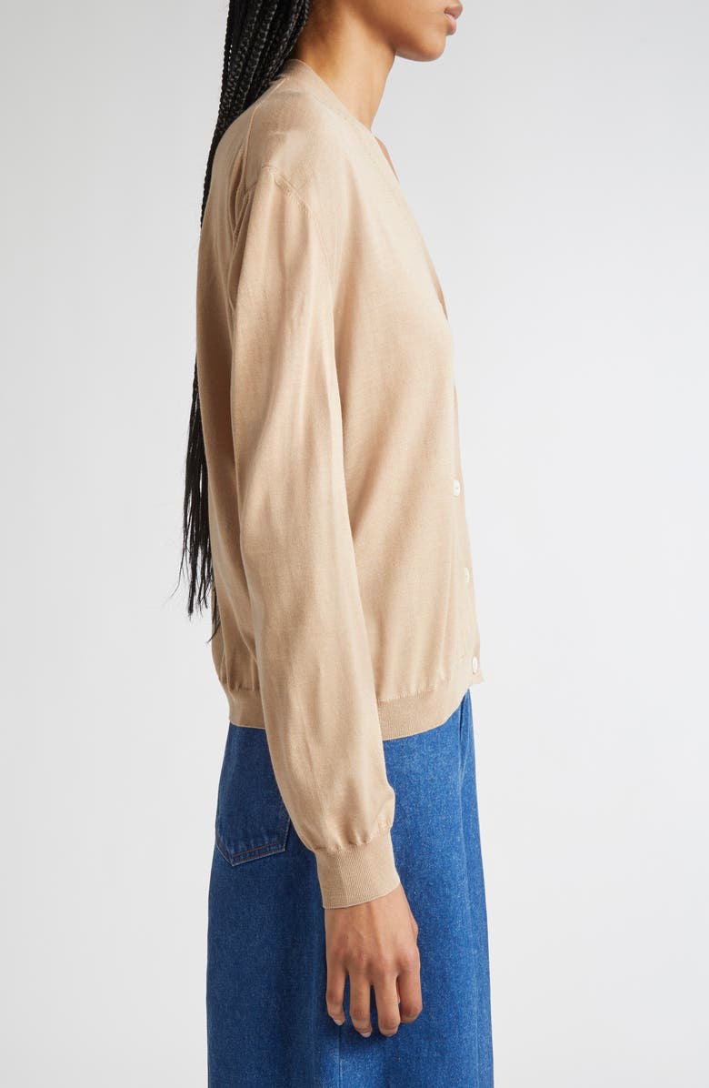 Marni Rose Appliqué Virgin Wool & Silk Cardigan, Alternate, color, 00W32 Moccasin