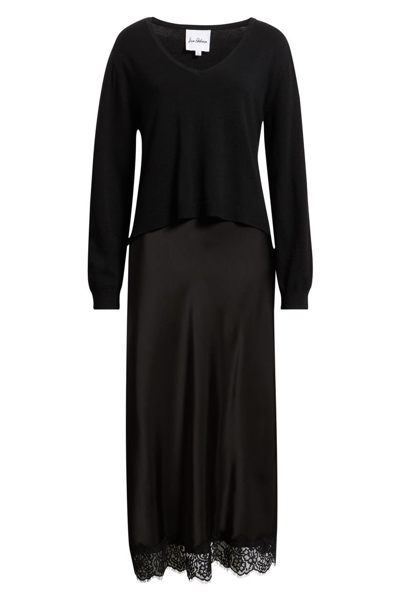 Mixed Media Maxi Dress, Alternate, color, BLACK