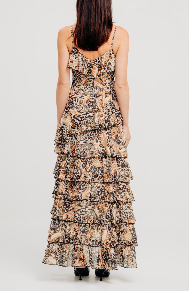 Torn by Ronny Kobo Alicia Floral Print High/Low Dress, Alternate, color, Neutral Butterfly