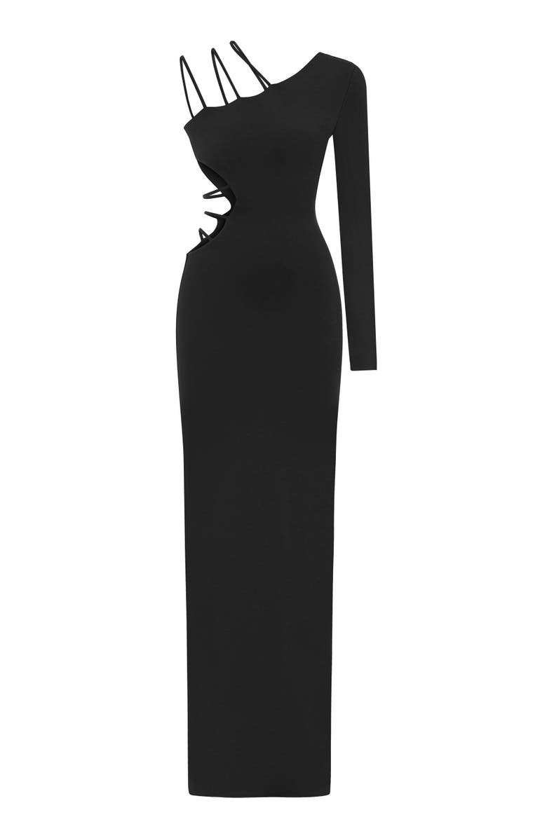 Jendue Aurora One Shoulder Maxi Dress, Main, color, Black