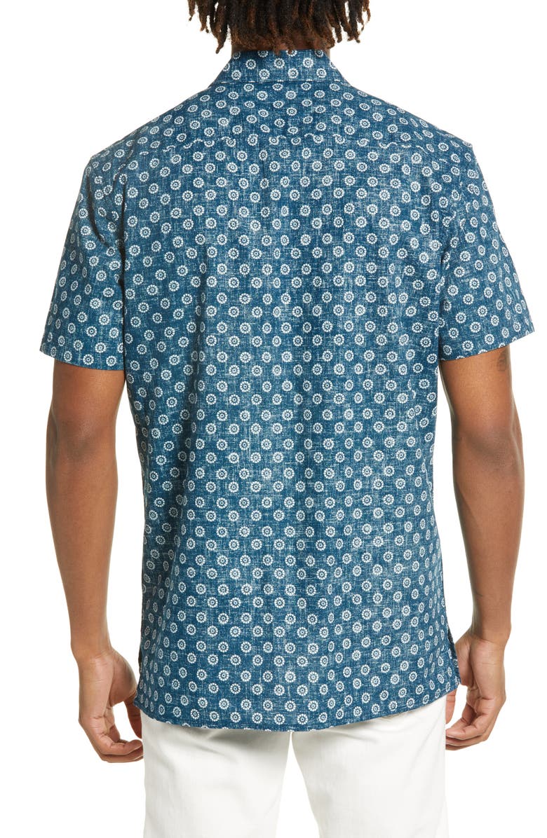 Treasure & Bond Trim Fit Floral Medallion Short Sleeve Camp Shirt, Alternate, color, 