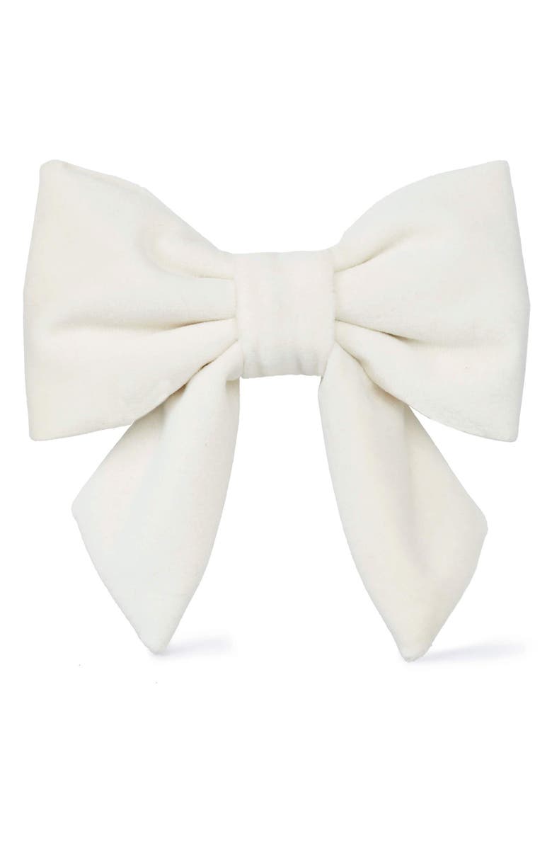 The Foggy Dog Velvet Dog Bow, Main, color, Ivory