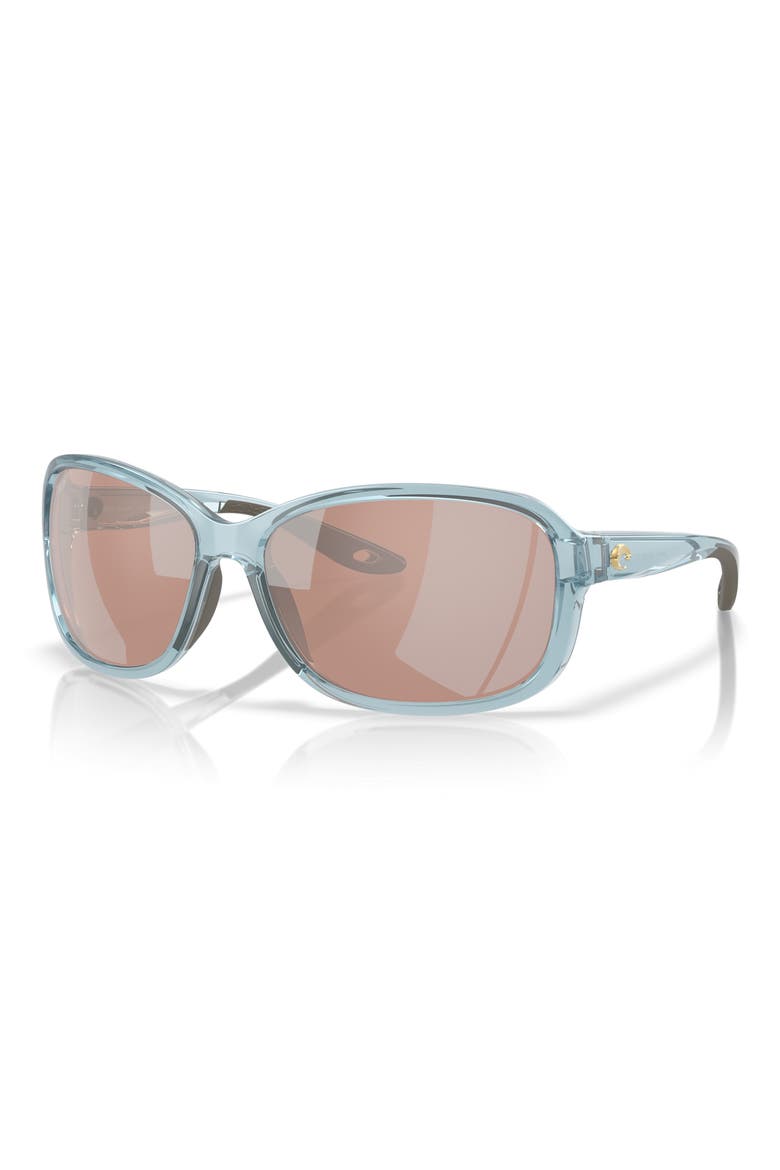 Seadrift 58mm Polarized Square Sunglasses, Alternate, color, TRANSLUCENT SILT BLUE