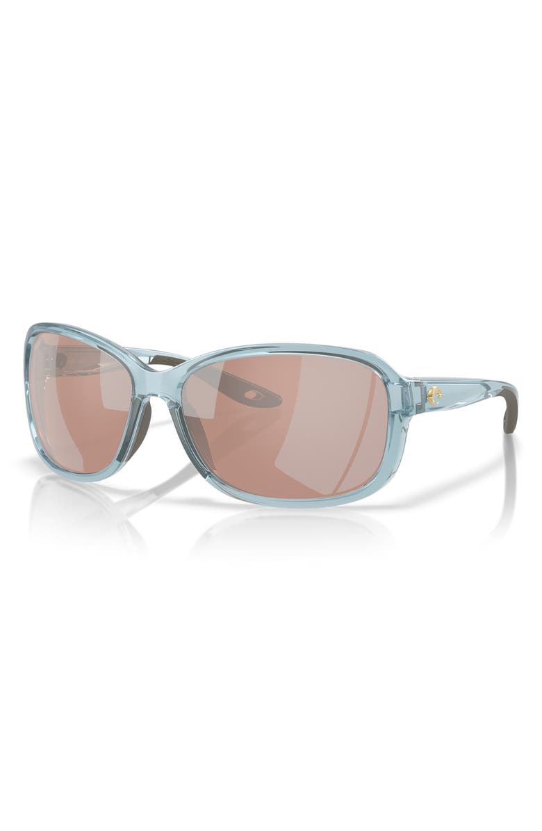 Costa Del Mar Seadrift 58mm Polarized Square Sunglasses, Alternate, color, Translucent Silt Blue