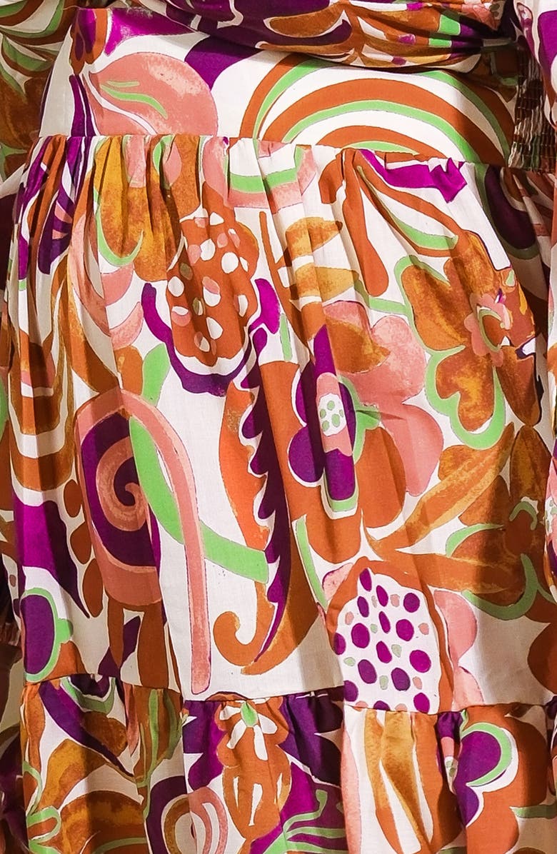 FLYING TOMATO Long Sleeve Tiered Maxi Dress, Alternate, color, Ivory Rust