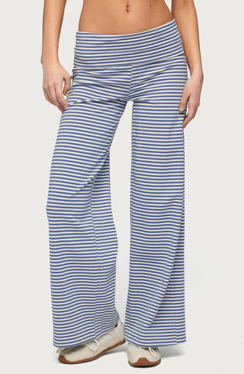 EDIKTED Lilah Stripe Wide Leg Pants, Main, color, Blue-And-White