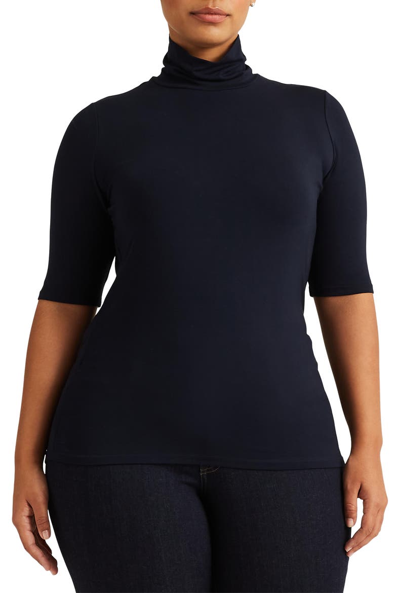 Scrunch Neck Top, Main, color, LAUREN NAVY