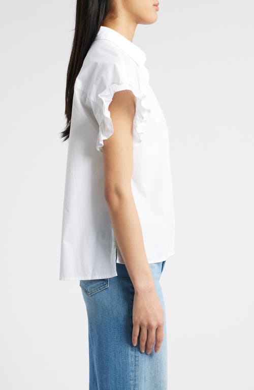 CASLONR CASLON(R) RUFFLE SHORT SLEEVE BUTTON-UP SHIRT 