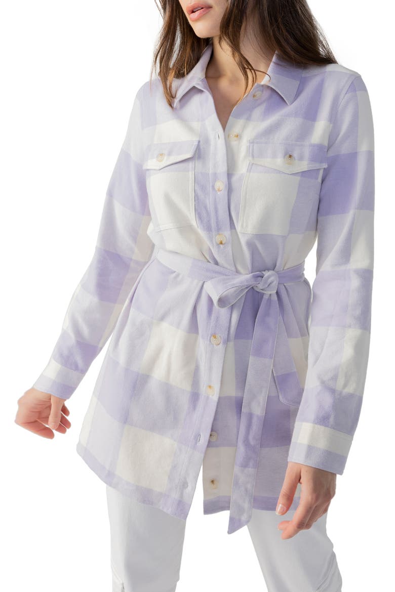 Brushed Plaid Tie Waist Long Sleeve Shirtdress, Alternate, color, WSTC
