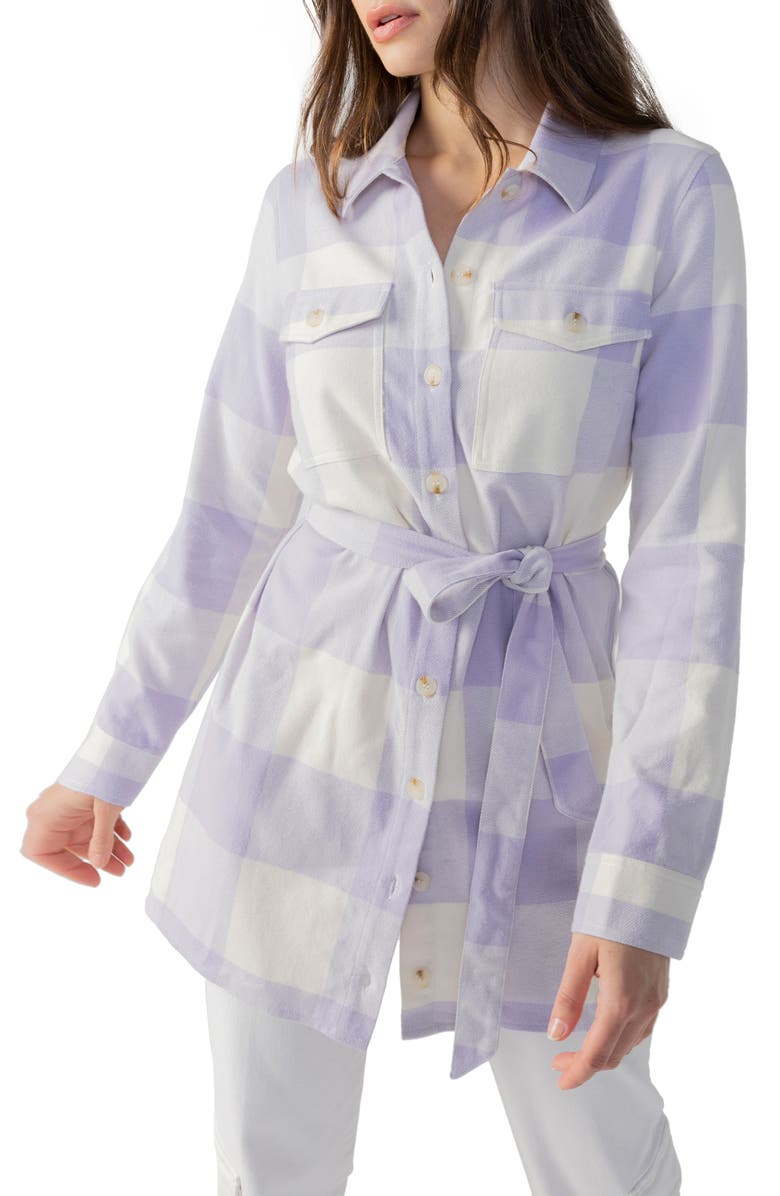 Sanctuary Brushed Plaid Tie Waist Long Sleeve Shirtdress, Alternate, color, 