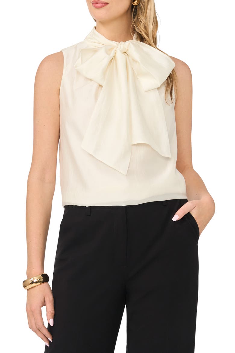 Tie Neck Sleeveless Top, Main, color, TOASTED IVORY
