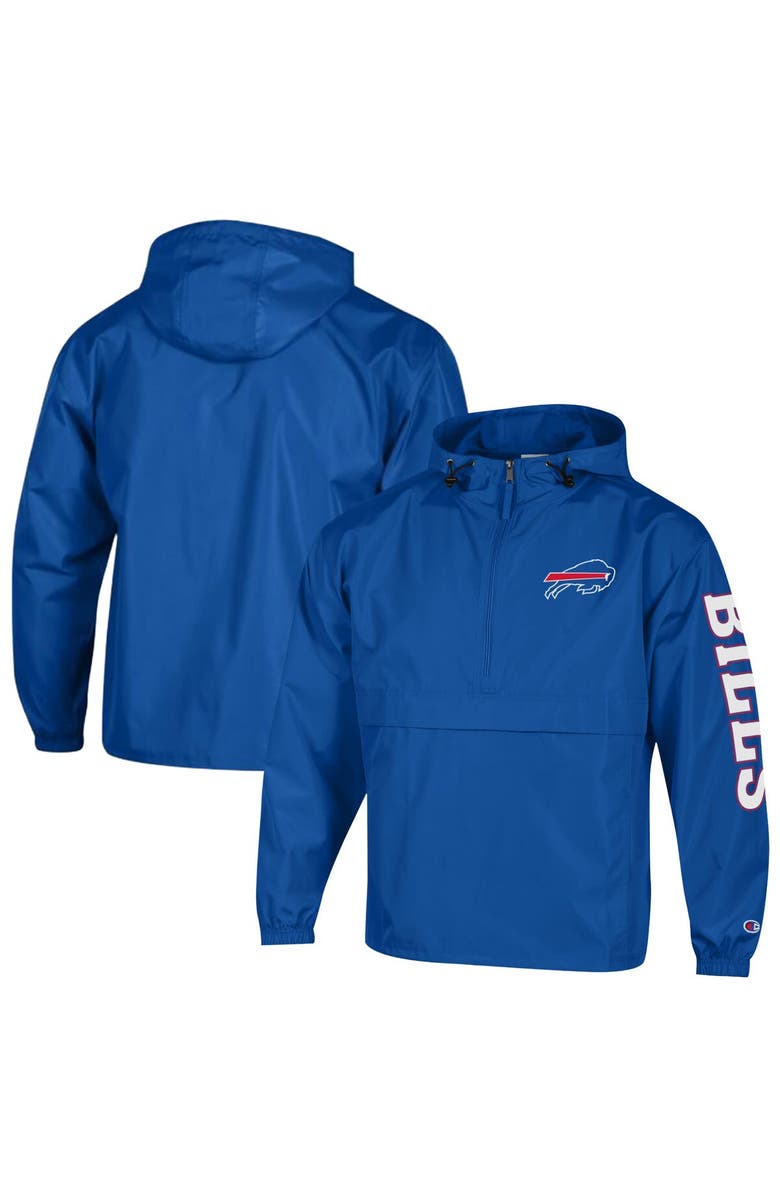 Champion Men's Champion Royal Buffalo Bills Packable Hooded Windbreaker Half-Zip Jacket, Main, color, Royal