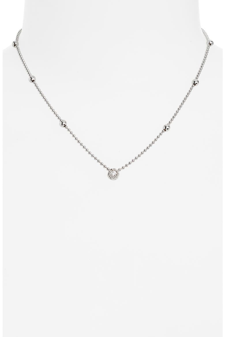 Diamond Pendant Beaded Necklace, Alternate, color, WHITE GOLD