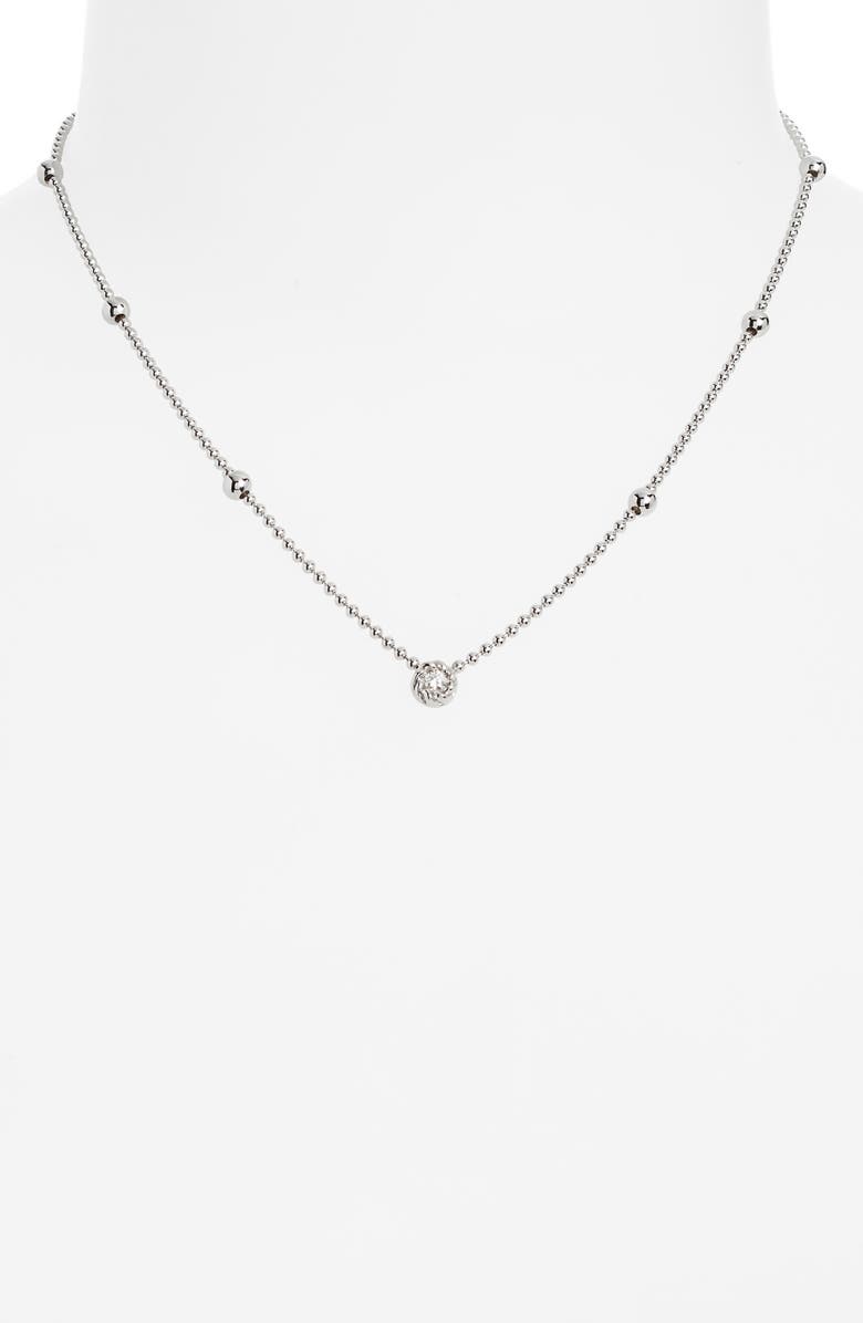 Roberto Coin Diamond Pendant Beaded Necklace, Alternate, color, White Gold