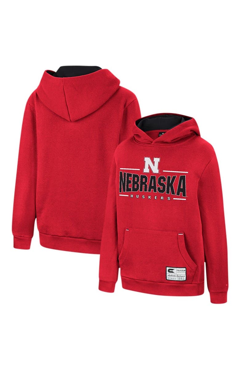 COLOSSEUM Youth Colosseum Scarlet Nebraska Huskers Lead Guitarists Pullover Hoodie, Main, color, 