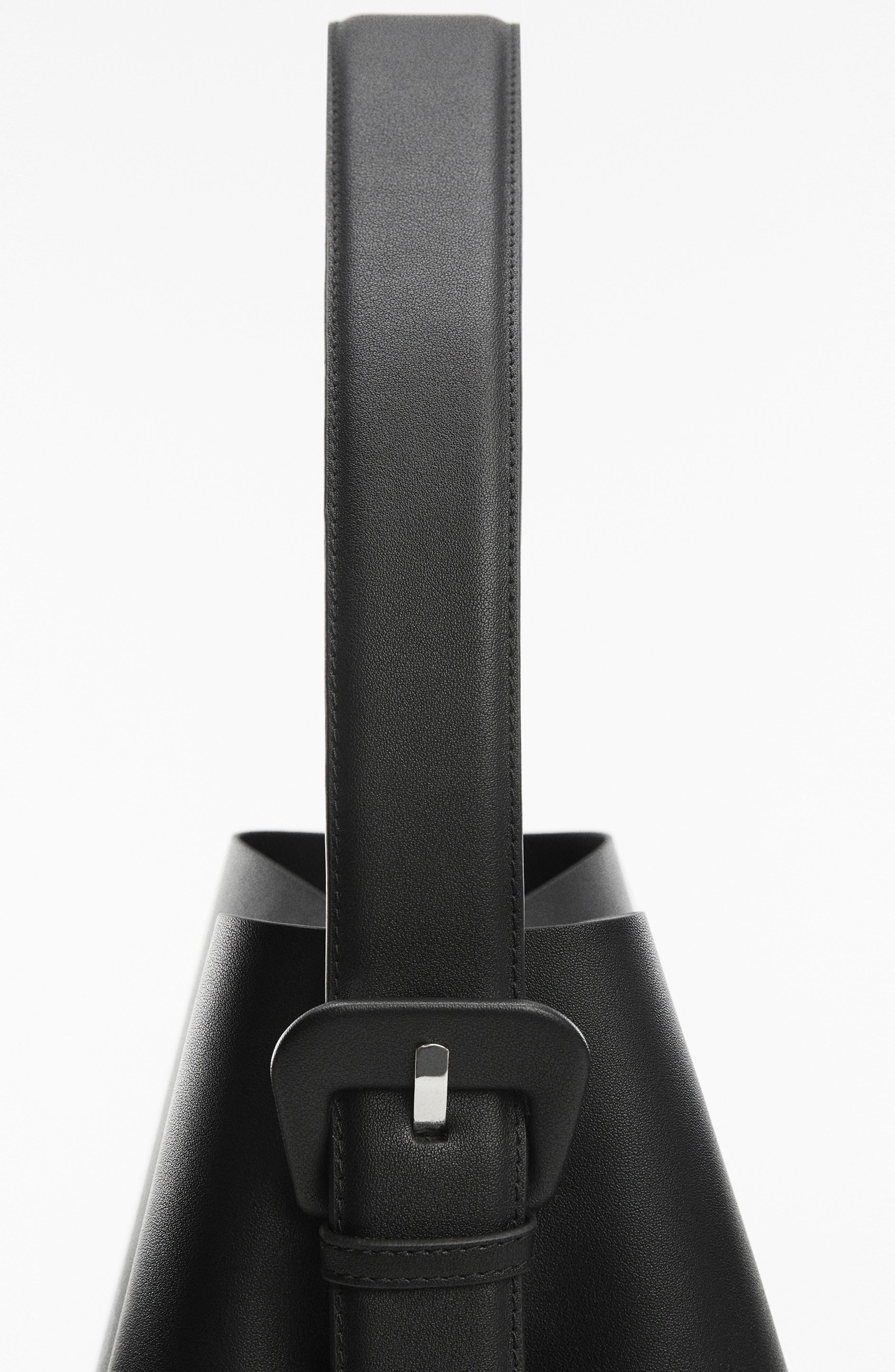 MANGO Buckle Detail Faux Leather Shopper, Alternate, color, 