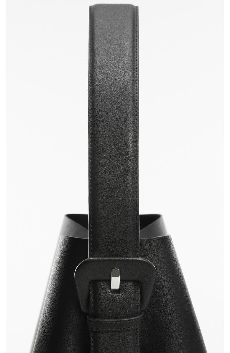 MANGO Buckle Detail Faux Leather Shopper, Alternate, color,