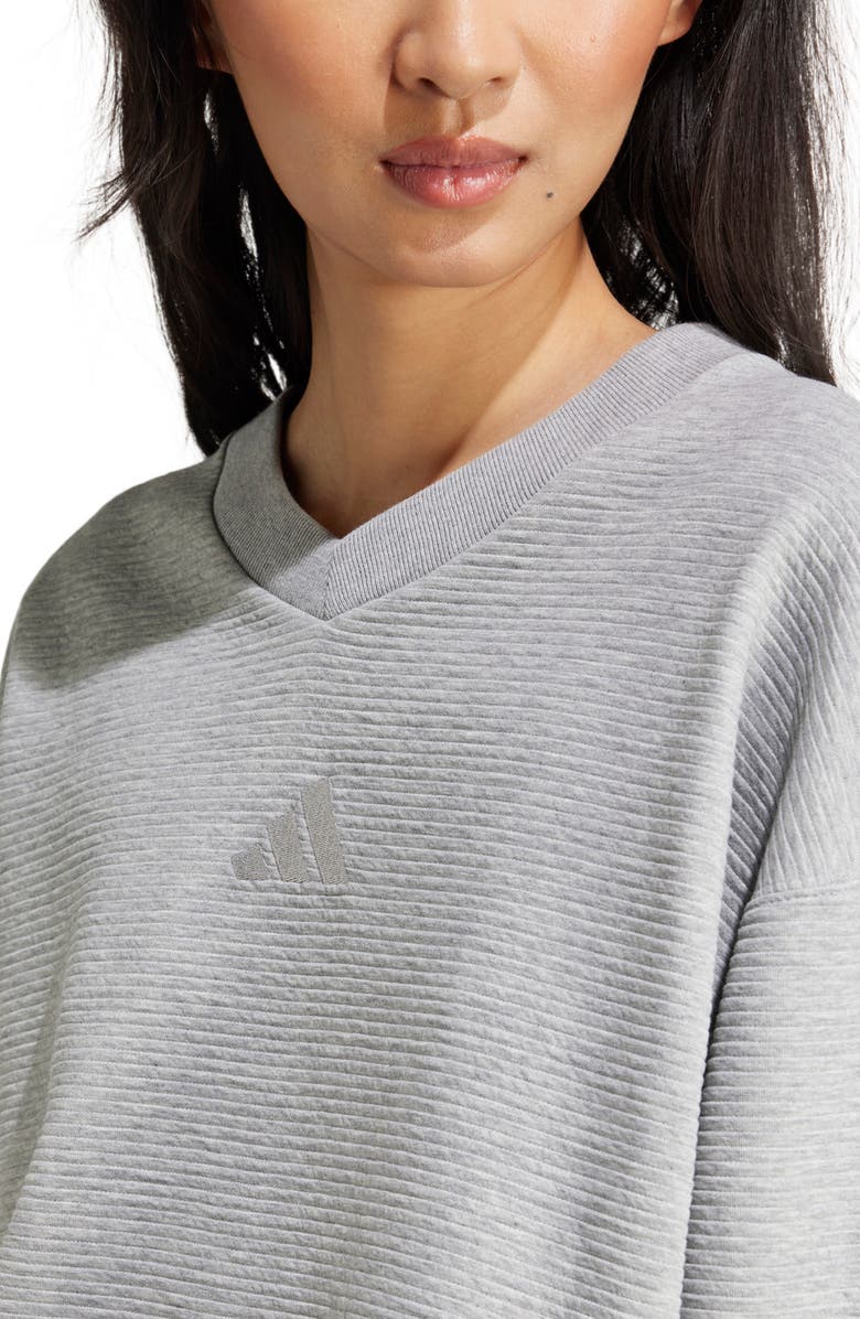 adidas All Szn Rib V-Neck Sweatshirt, Alternate, color, 