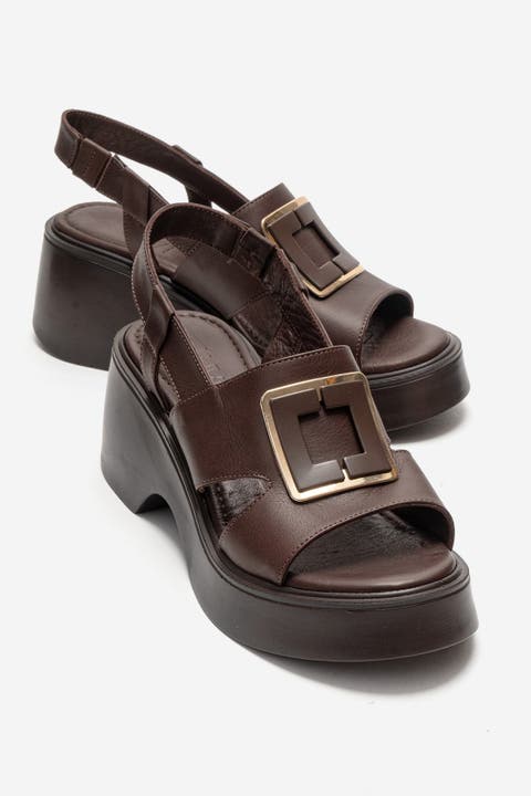 Lucia Leather Buckle Platform Sandal