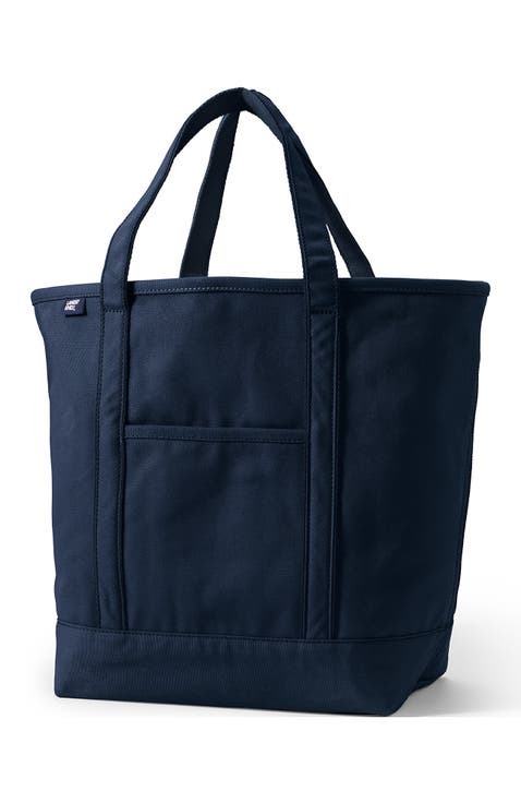 Lands’ End Canvas Open Top Tote Bag  Regular & Long Handle Carry All - Stylish  for Work  Travel  Beach  Errands  Great Gift