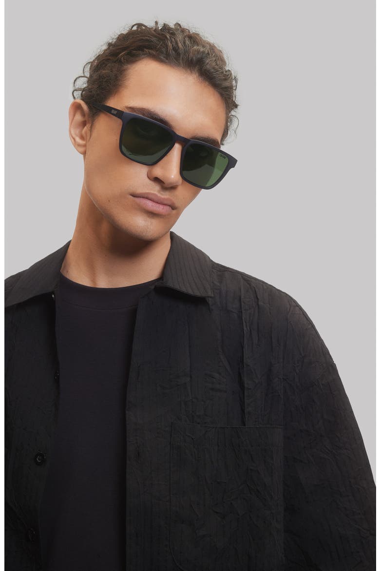 Unplugged 56mm Polarized Square Sunglasses, Alternate, color, MATTE BLACK / GREEN POLARIZED