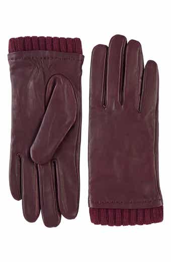 Ribbed Cuff Leather Gloves