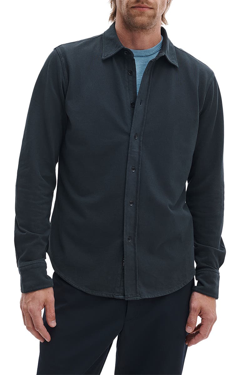 rag & bone Tomlin Garment Dye Cotton Oxford Button-Up Shirt, Main, color, Black