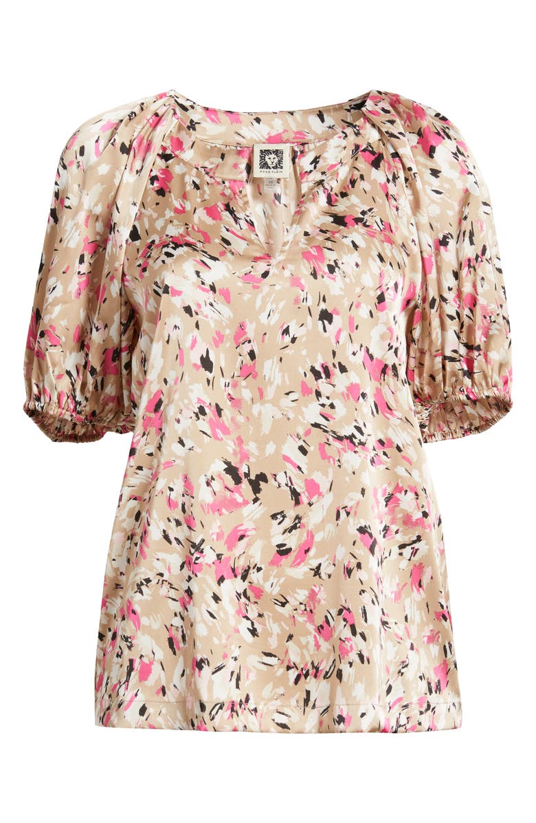 Anne Klein Abstract Print Puff Sleeve Top, Alternate, color, 