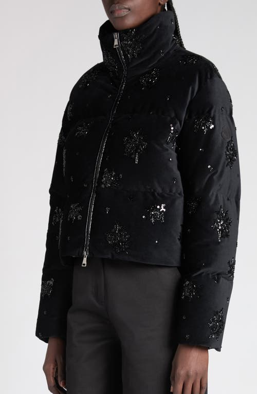 Moncler Nelles Embellished Down Jacket In Black