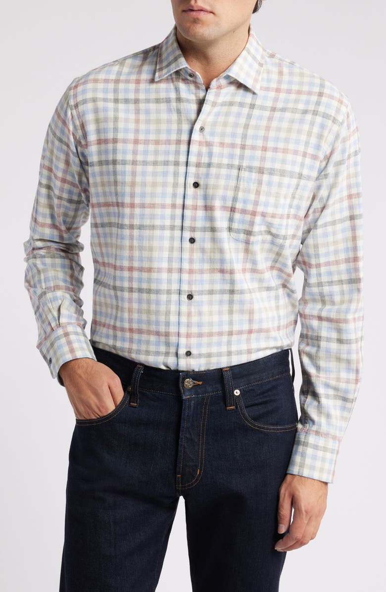 Peter Millar White Rock Plaid Button-Up Shirt, Main, color, 