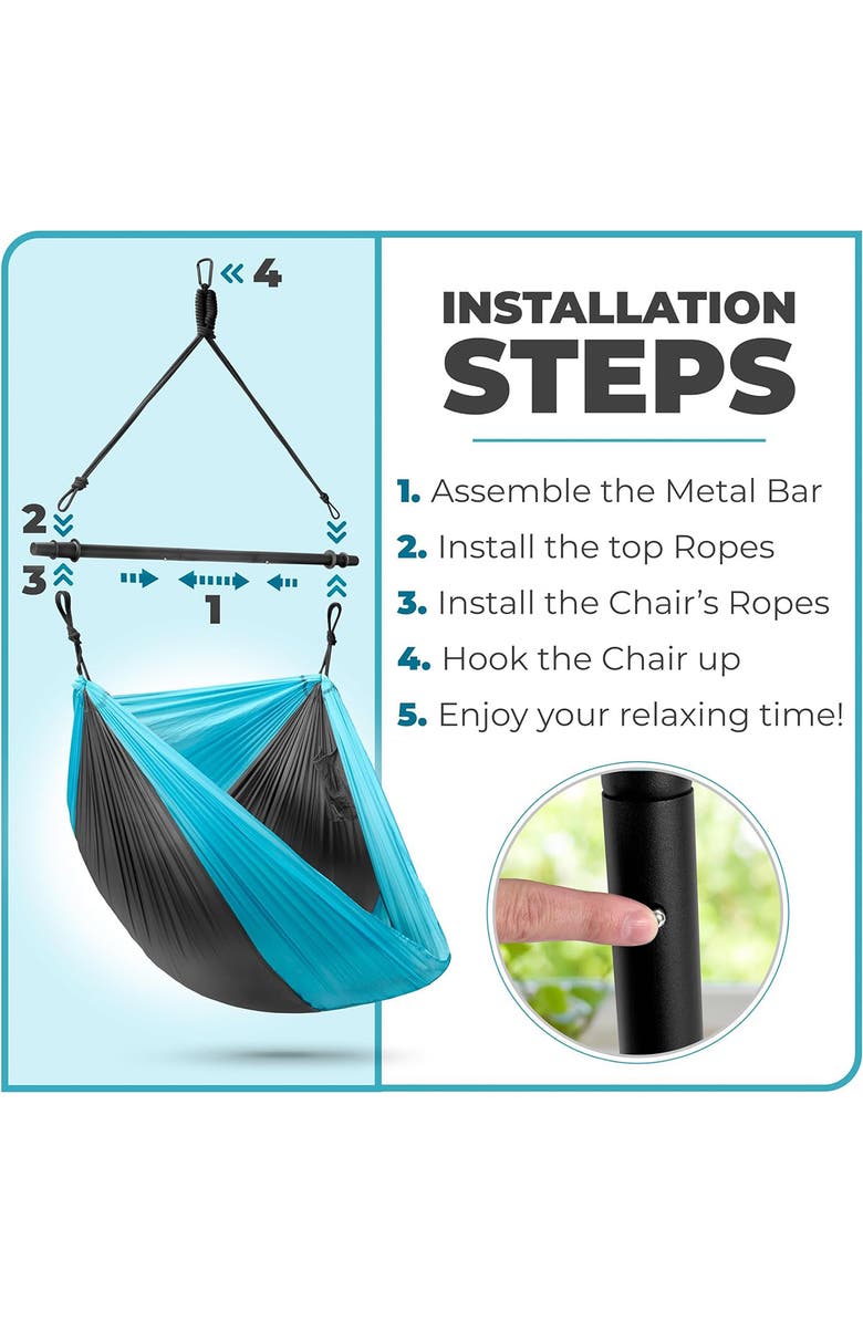 SORBUS Collapsible Hammock Swing, Alternate, color, Blue/ Black