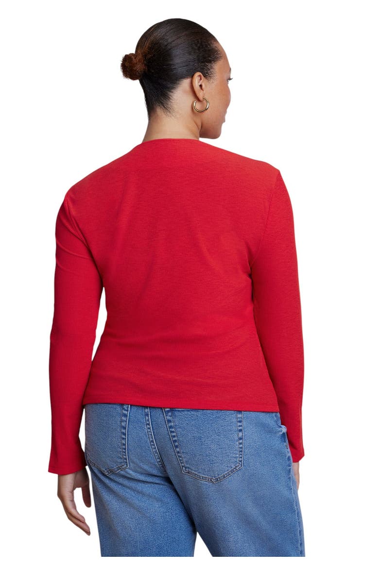 Button Detail Square Neck Knit Top (plus), Alternate, color, BARBADOS CHERRY