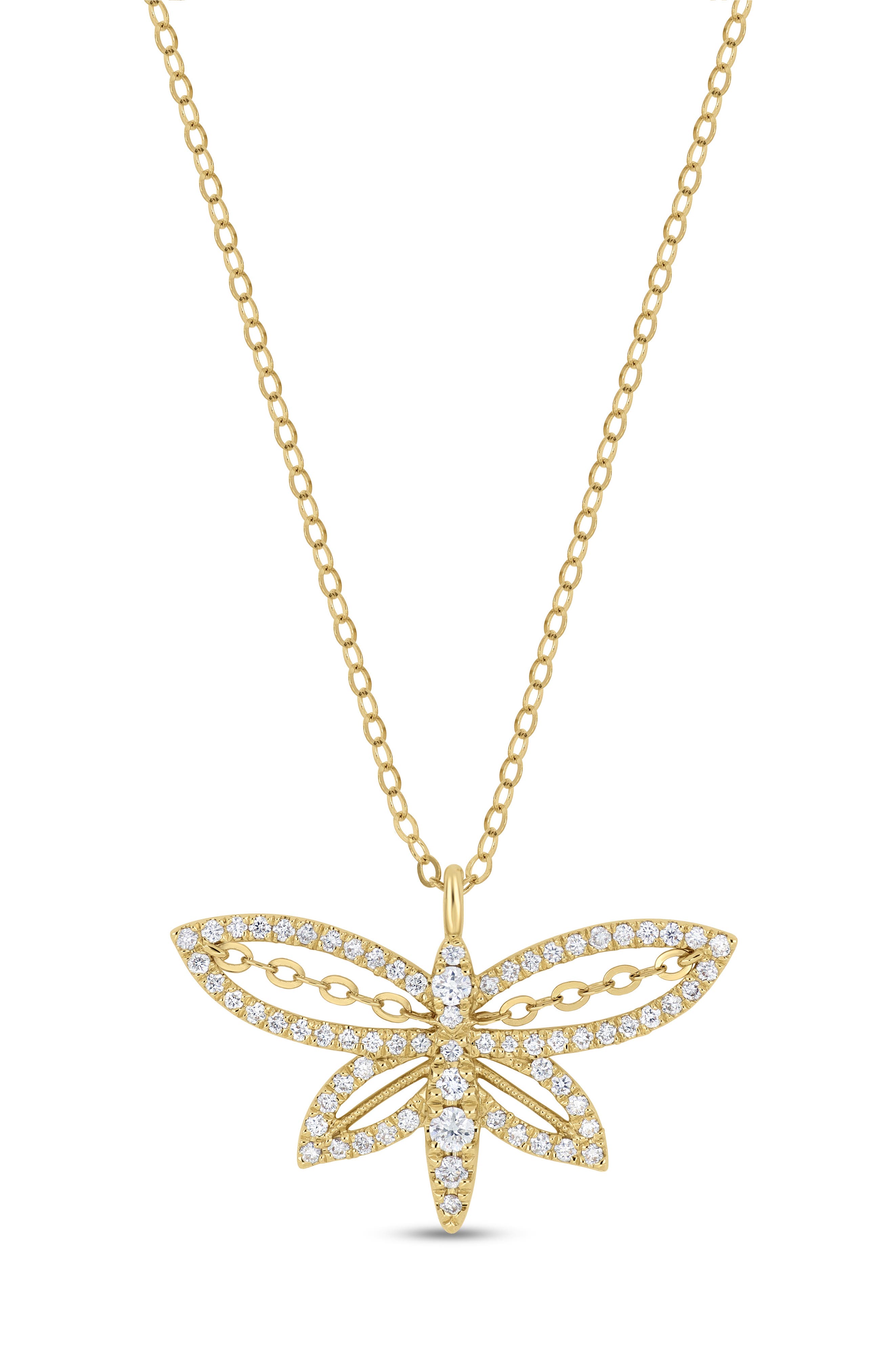 Kiera 18k Gold Diamond Dragonfly Necklace