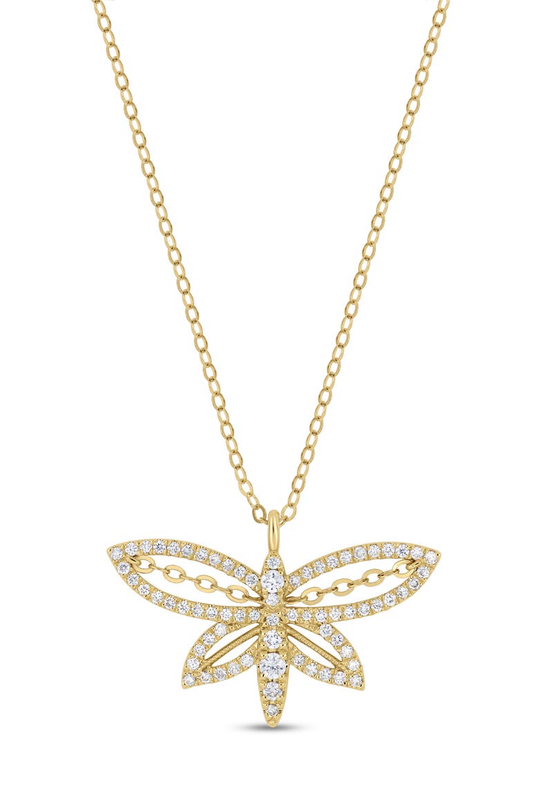 Kiera 18k Gold Diamond Dragonfly Necklace, Main, color, 18K YELLOW GOLD