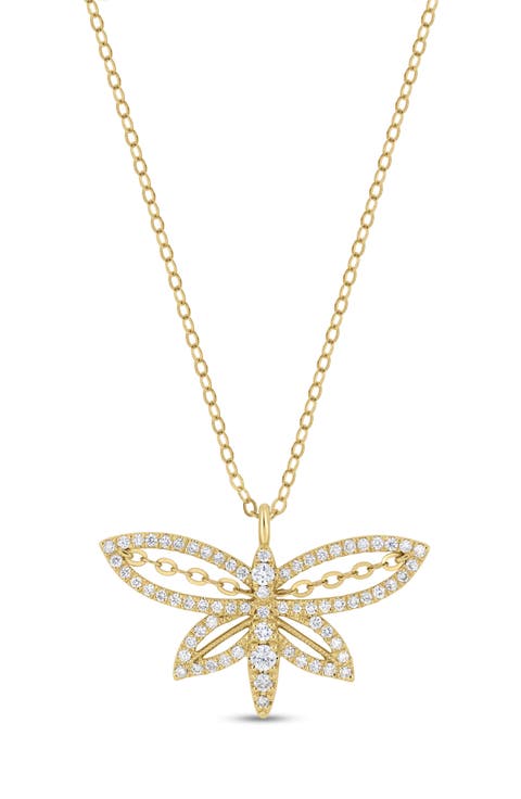 Kiera 18k Gold Diamond Dragonfly Necklace