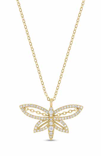 Kiera 18k Gold Diamond Dragonfly Necklace