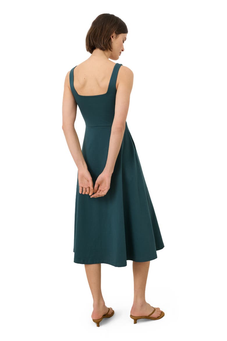 Fit & Flare Square Neck Dress Made With Organic Cotton, Alternate, color, Deep Aqua