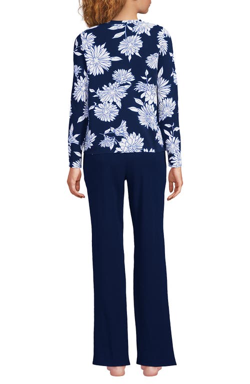 Lands' End Petite Knit 2 Piece Pajama Set In Blue