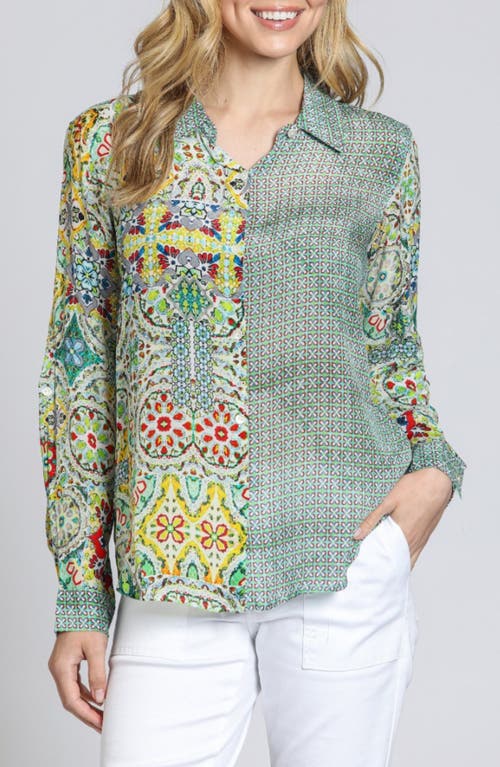 Apny Print Button-up Shirt In Yellow Multi