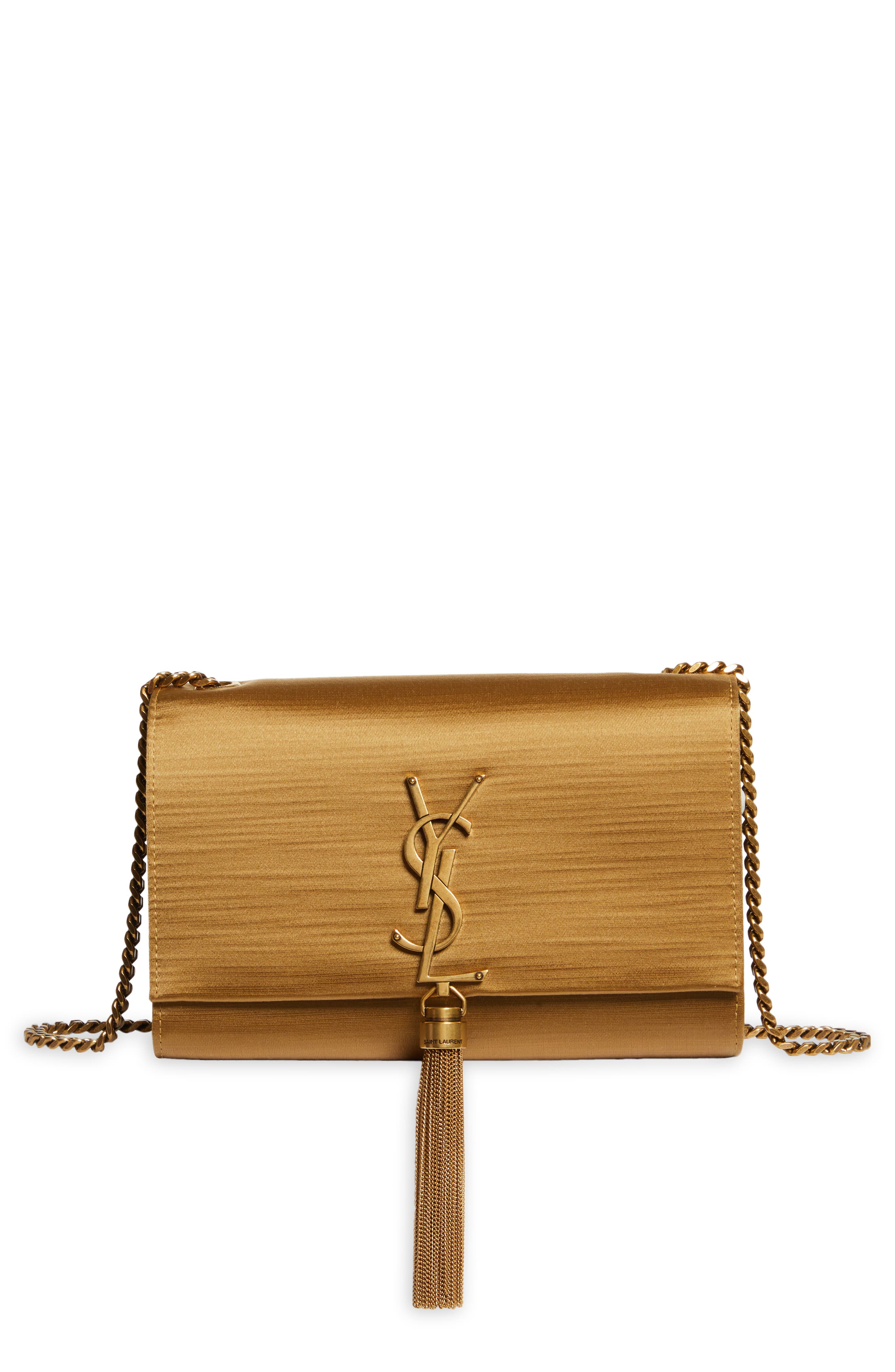 Small Kate Satin Shoulder Bag, Main, color, GOLD DUST