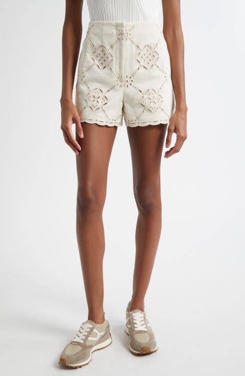 Jazmin High Waist Eyelet Embroidered Shorts
