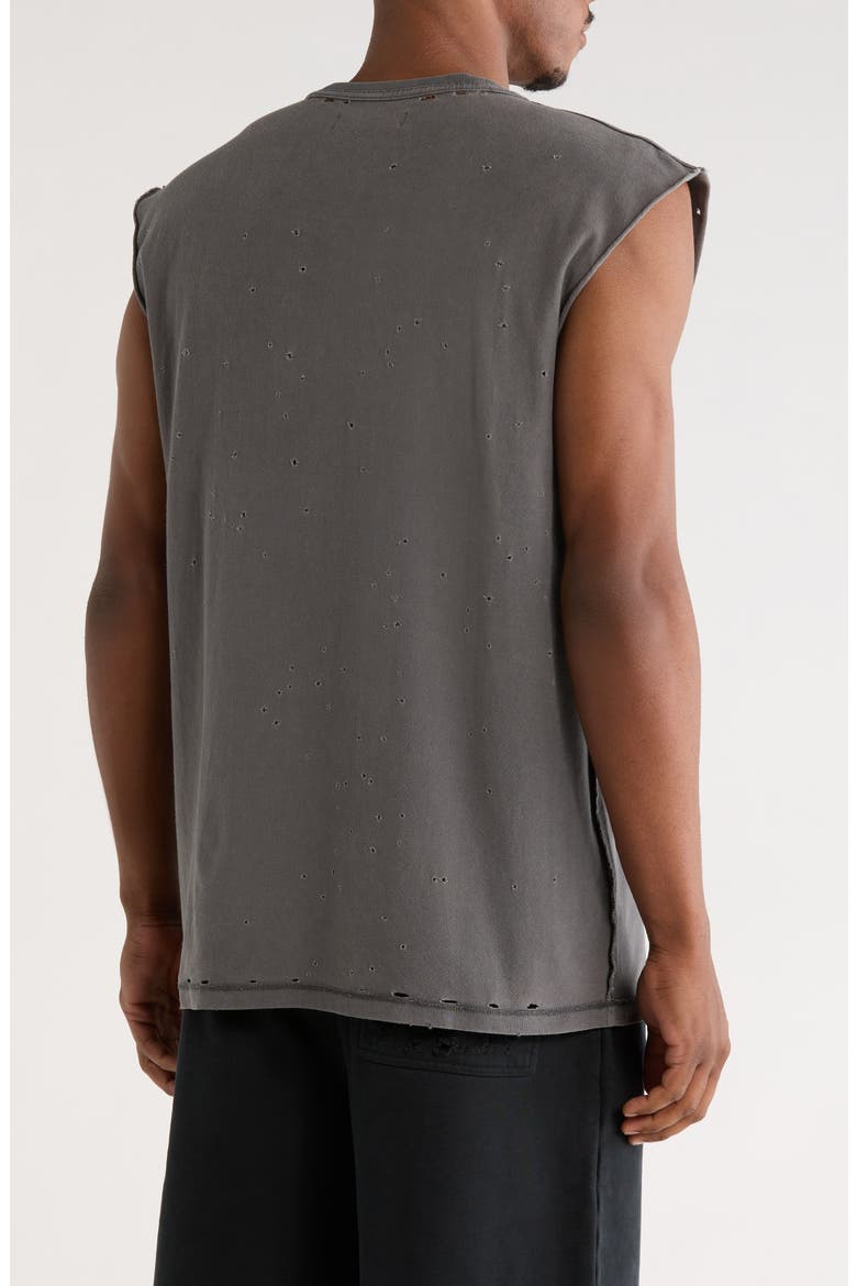 Textured Sleeveless Cotton Graphic T-Shirt, Alternate, color, GREY