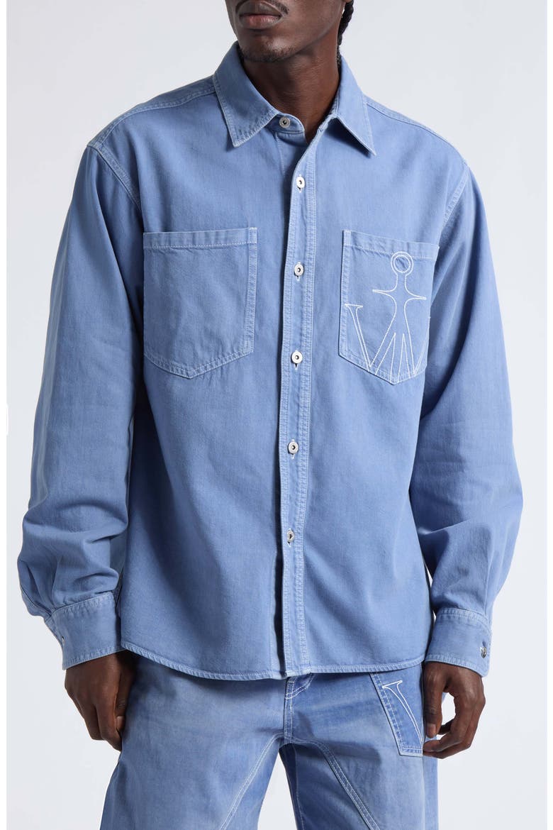 Oversize Cotton Button-Up Shirt, Main, color, FRENCH BLUE