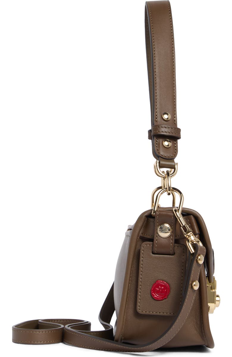 Longchamp Mademoiselle Calfskin Leather Shoulder Bag, Alternate, color, Khaki